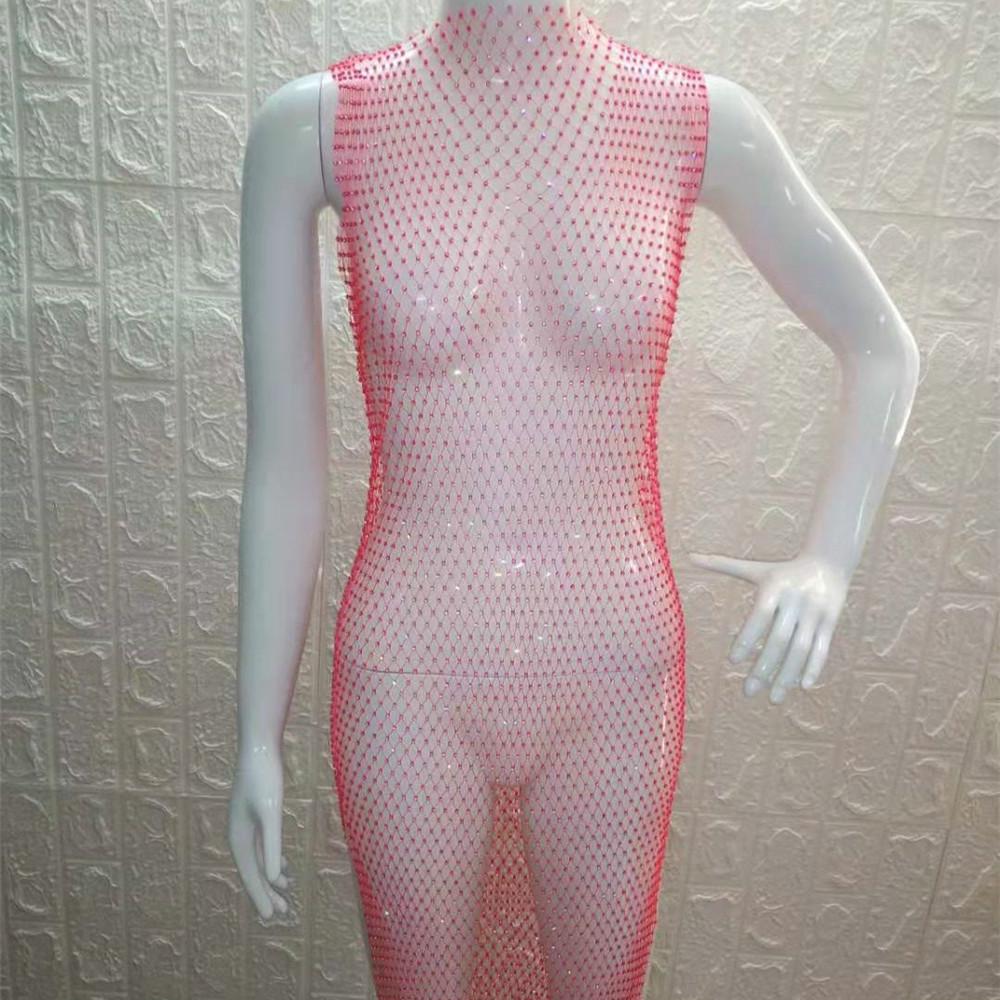 Sexy and Feminine Summer Performance and Gogo Show Style Grid Shiny Round Collar Women's Dress