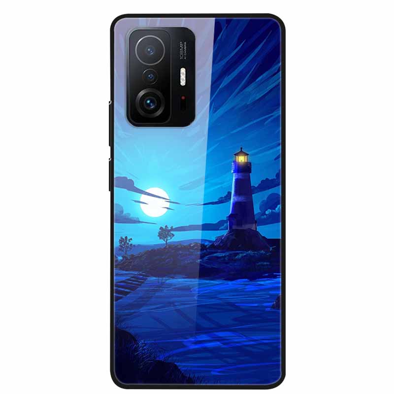 Чехол Для Xiaomi 11T Pro Стекло Жесткий Закаленное Стекло ПК Чехол Для Телефона Для Xiaomi Mi 11T 11 T Pro Ударопрочный Пейзаж Милый Capa Coque