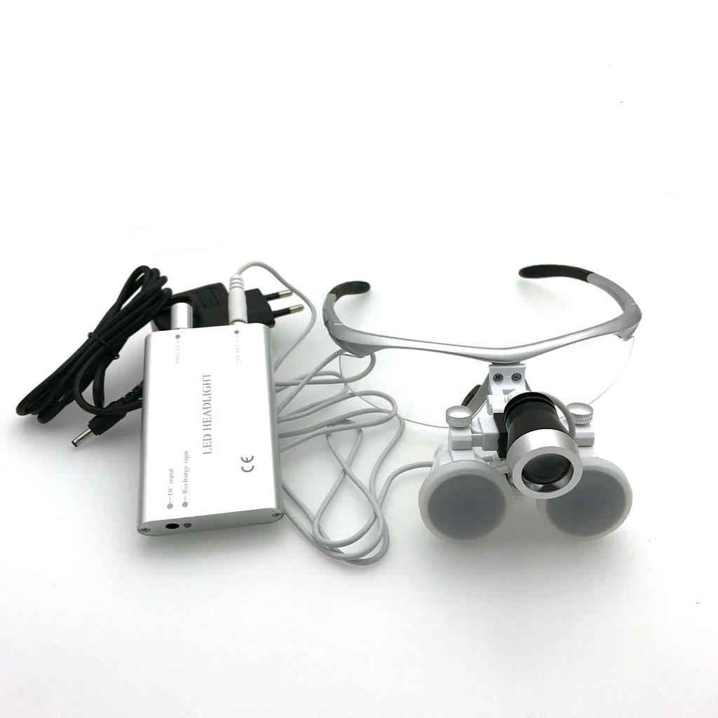 Dental Loupes With Light 3.5X420mm Surgical Binocular Glasses Magnifier with LED Headlight