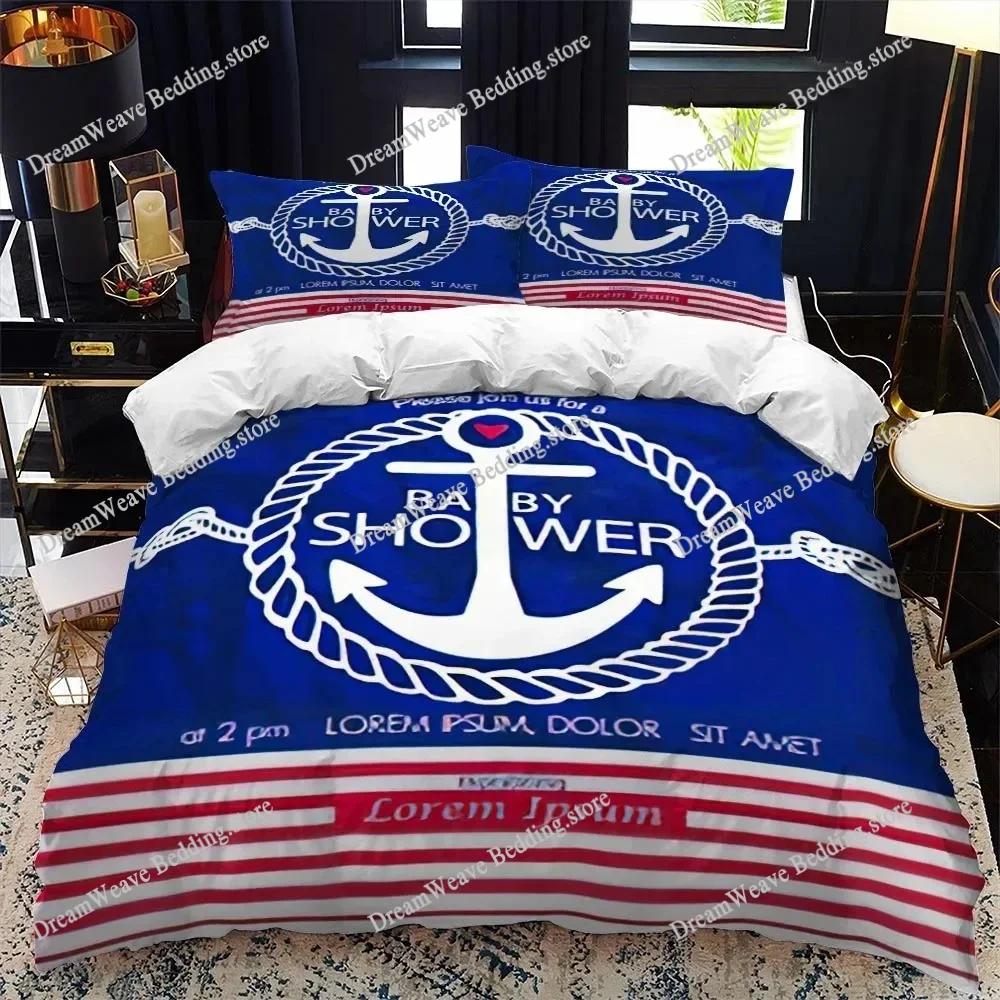 Nautical Ocean Anchor Bedding Sets 2025 Ocean Spirit Duvet Cover Bedding Set King Queen Bed Linen with Pillowcase Bedclothes9639