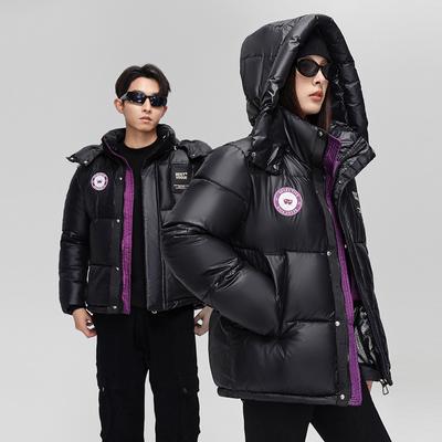 Женский осенне-зимний костюм, черная, с капюшоном, толстая, свободная, ветрозащитная, короткая женская куртка