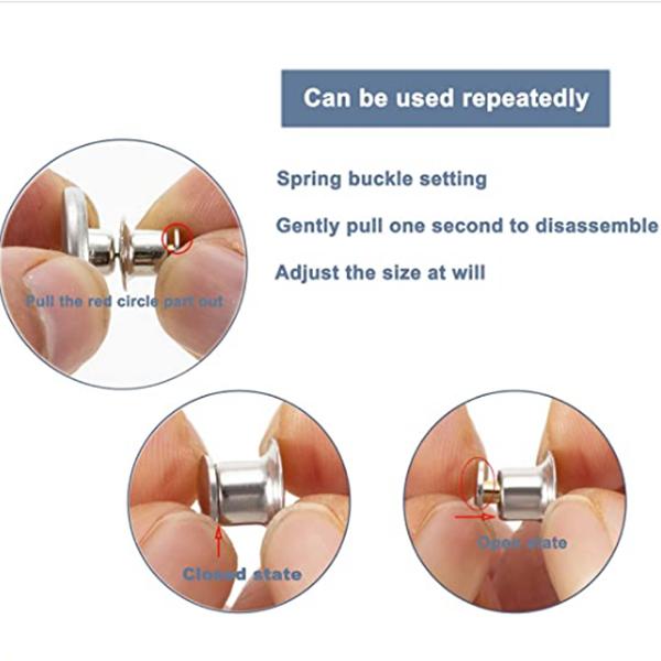 5Pcs Button Pins for Jeans No Sew Instant Detachable 17mm Replacement Button Adjustable Pants Buttons Kit