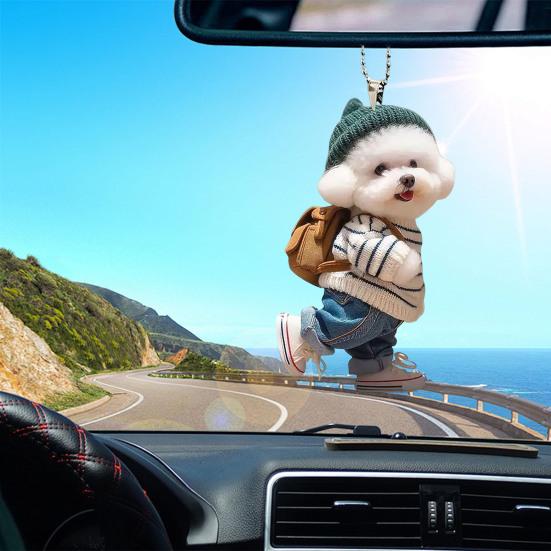 Подвеска в форме собаки, автомобильное подвесное украшение, реалистичное, легко повесить, акриловое рождественское украшение