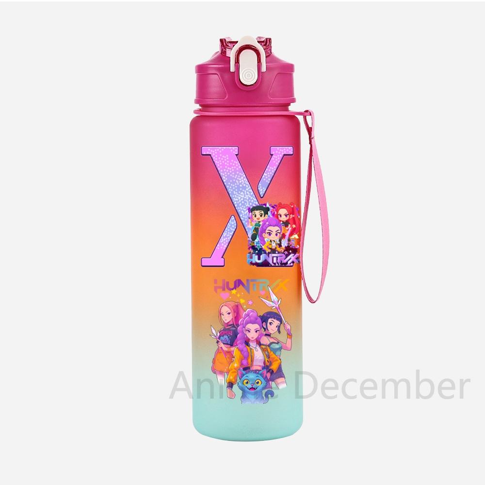 Anime K-Pop Demon Hunters A-Z English Letter Printed Character Water Cup Demon Hunters Large Capacity Outdoor Portable Drinking Bottle for Boy Girl