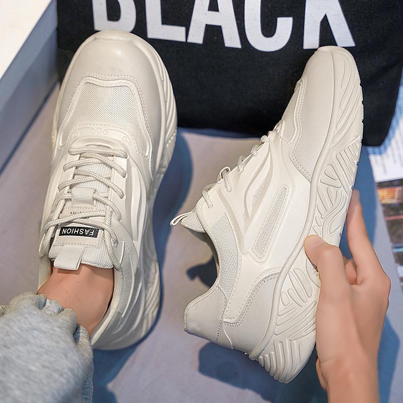 Мужская обувь Новая платформа Мужская Легкая Однотонные Повседневные Кроссовки Модные Трендовые Черные На толстой подошве Мужские Вулканизированные туфли Студенческие