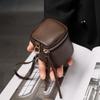 Ретро кожаная косметичка для макияжа, сумка для хранения помады и мелочи, портативное дорожное ведро для хранения, персонализированный мини-круглый кошелек для монет