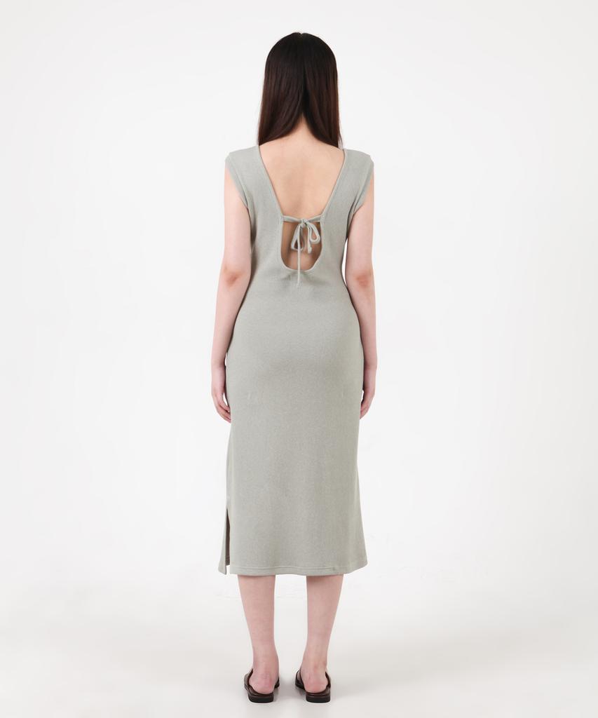 Catharsis Knitting Tank Tab Backless Long Dress Green One Size