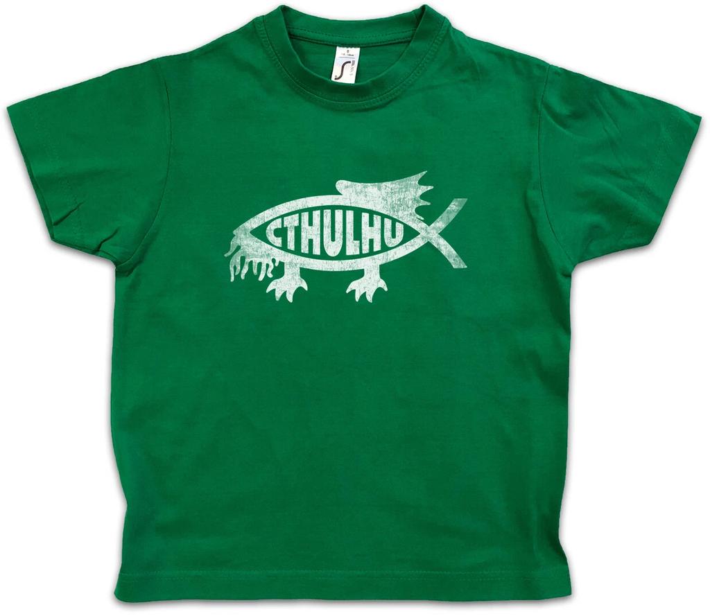 CTHULHU FISH Kids Boys T-Shirt Ichtys Miskatonic Deamon Dunwich Church Holy-