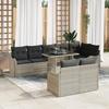 9-piece Garden Sofa Set with Light Grey Poly Rattan Cushions 3348488