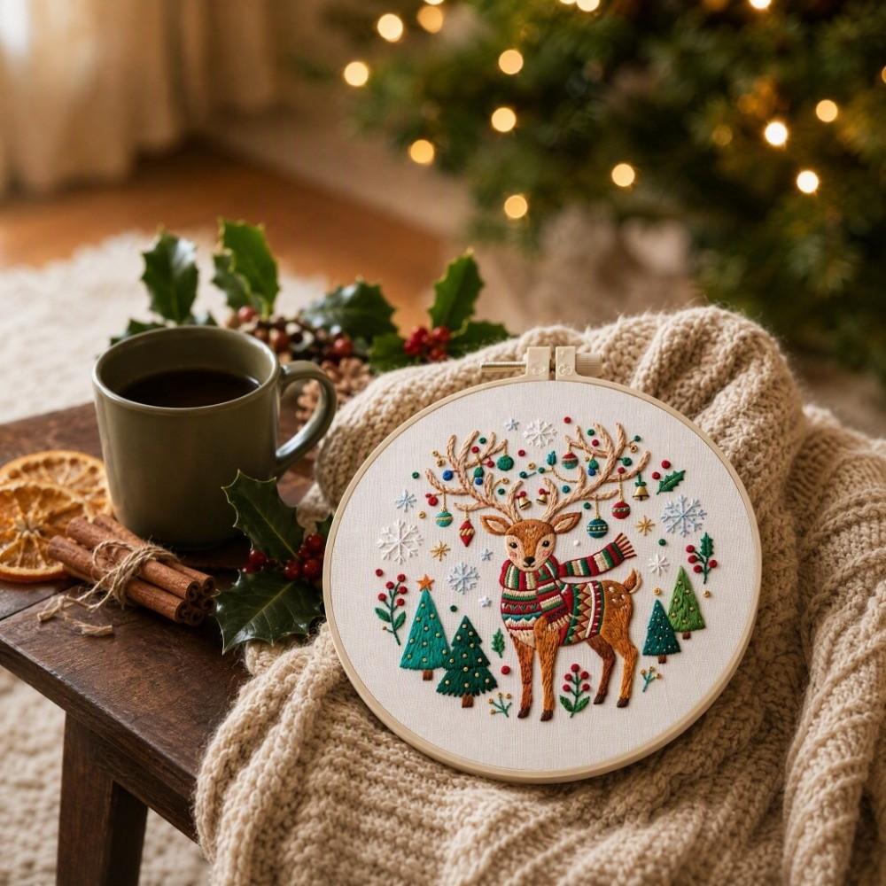 Santa Claus Christmas Embroidery Kit DIY Needlework Craft Punch Needle Kits Beginners