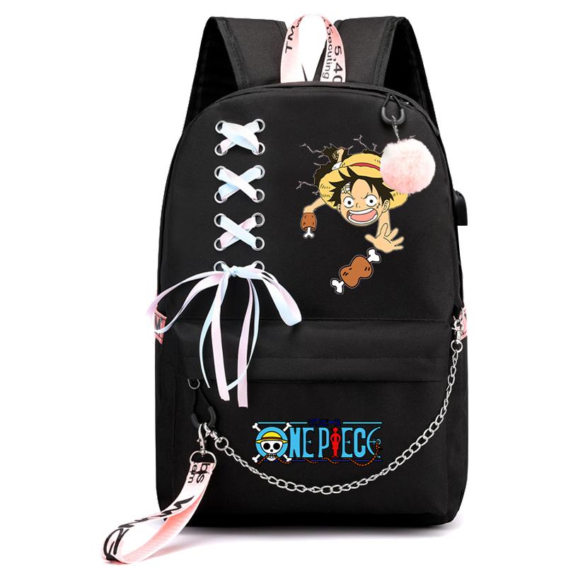 Аниме One Piece Printed Boy Girl Schoolbag Document Bag Student Book Bag for Girl Back To School Computer Charge Backpack Men Womens Casual Rucksack