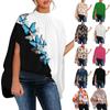 Women Fashion Summer 2022 Sleeve Round Neck Printed Top Blouses