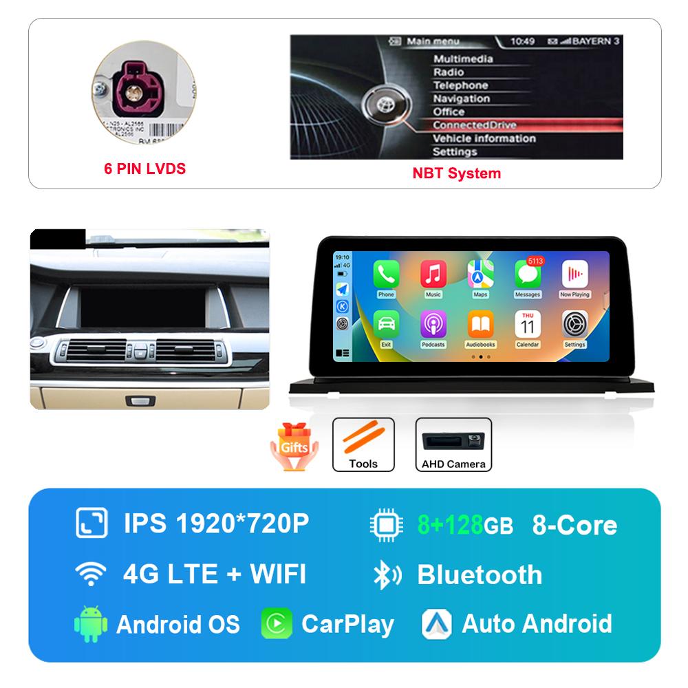 12,3-дюймовый HD сенсорный экран для BMW 5 серии F07 GT 2011 - 2017 система CIC NBT Android автомагнитола мультимедийный плеер DSP стерео GPS