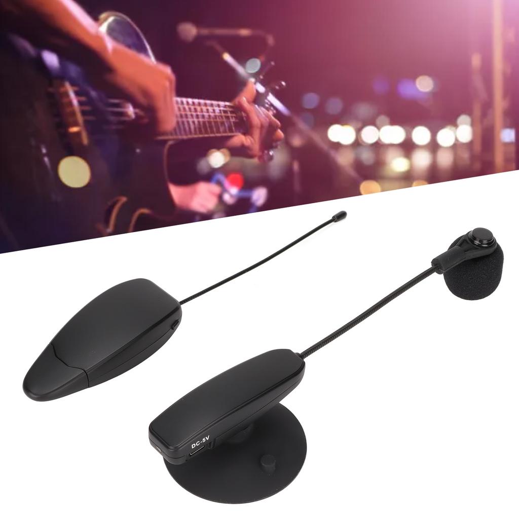 Wireless Instrument Microphone Omnidirectional UHF Clip Condenser Mic for Horns Trumpets Clarinets Saxophones Guitar