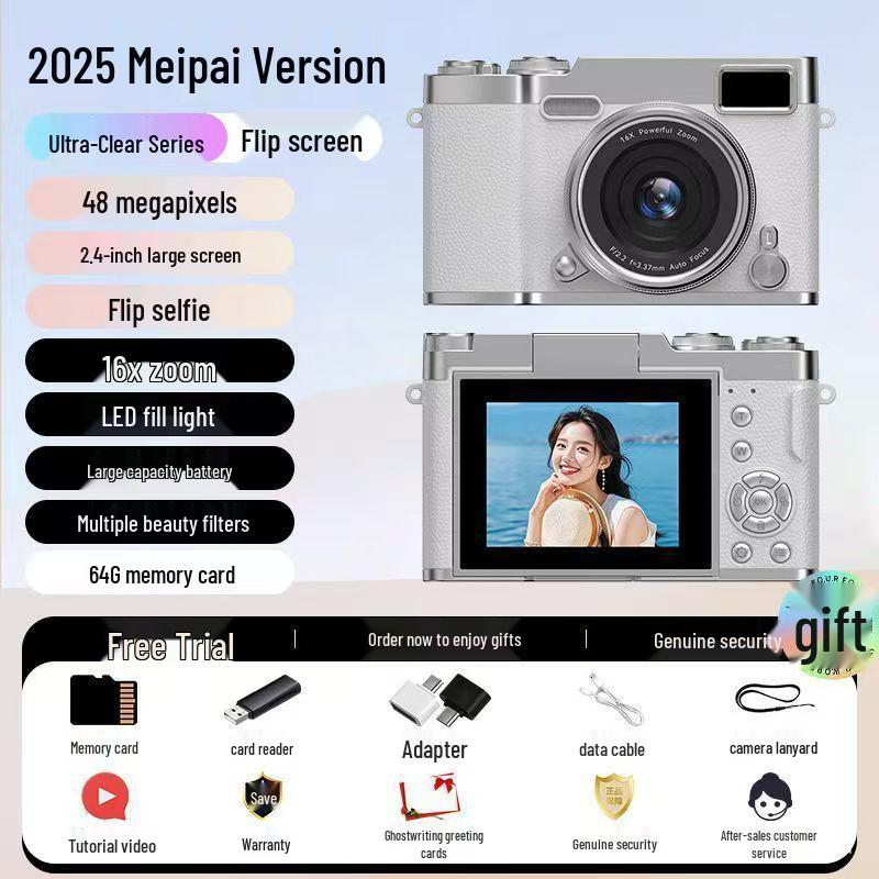 Retro Foldable Screen CCD Camera with 16x Zoom and HD Portable Pocket Recorder