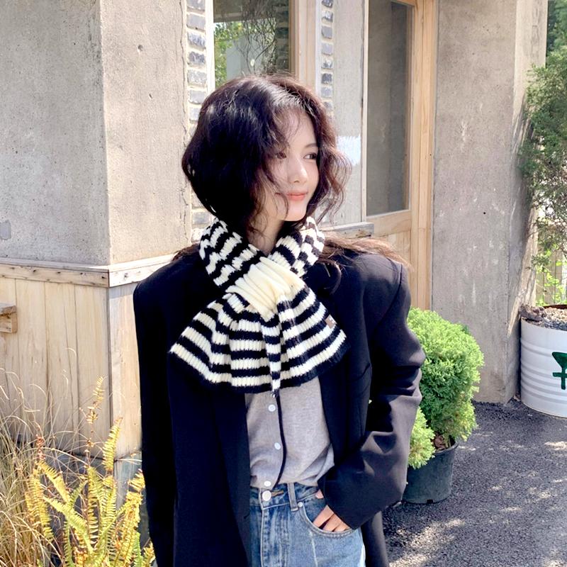 1 шт. модный шарф с крестиком, вязаный полосатый, теплый, утолщенный, шерстяной, шарф, шаль, накидка, ветрозащитный, для улицы