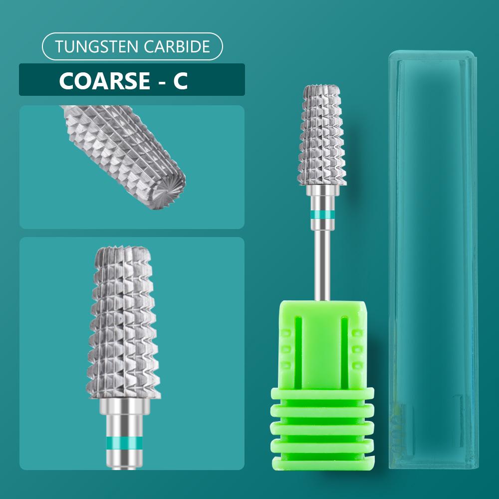 5 In 1 Carbide Tungsten Nail Bit Dual Rotation Volcano/Tornado Milling Cutters Fast Remove Acrylic Hard Gel ManucureTools