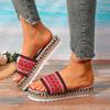 2024 New Fashion Color Matching Women's Slippers Open Toe Comfortable Summer Versatile Thick Sole Mid Heel Zapatos De Mujer