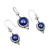 Natural Lapis Lazuli Gemstone Pendant Earrings Jewelry Sets, 925 Sterling Silver, Dangle Drop Earrings, Handmade Jewelry Set, Gift for Easter