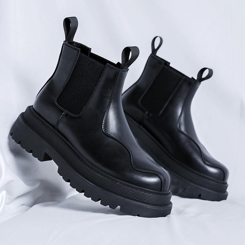 Высококачественные модные мужские военные ботинки на платформе, стильные мужские туфли на высоком каблуке, повседневные мужские ботинки из натуральной кожи