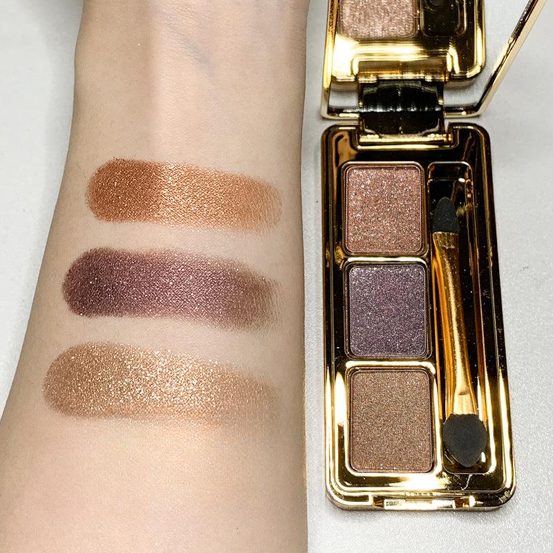 Трехцветные тени для век, тонкая мерцающая жемчужная палитра теней для век землистого цвета, макияж глаз для студенток