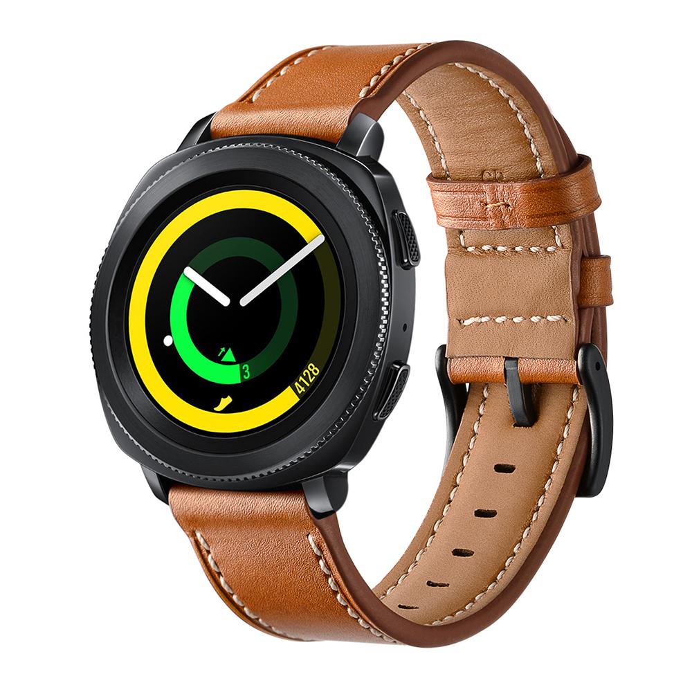 For Samsung Galaxy Watch4 Classic 46mm 42mm/Galaxy Watch4 44mm 40mm/Gear Sport Cowhide Leather 20mm Watch Band