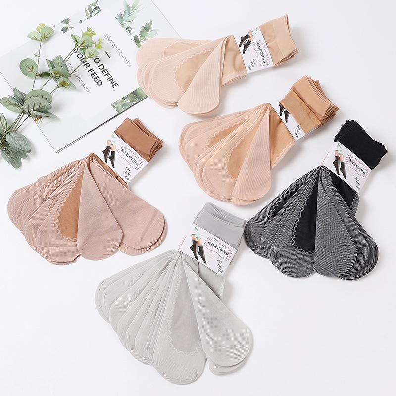 10 пар хлопковых бархатных женских коротких чулок, средних носков-трубочек, впитывающих пот, нескользящих шелковых носков с защитой от крючков