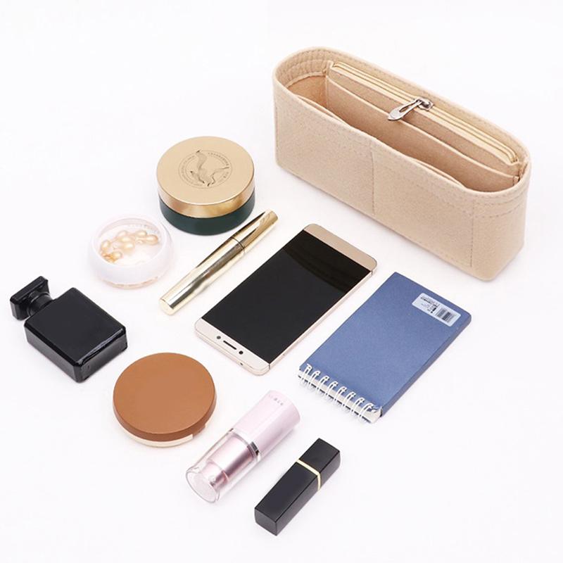 Multi-Pocket Women Insert Bag Felt Fabric Purse Handbag Organizer Bag Liner Tote