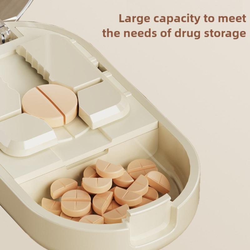 Портативный мини-резак и разделитель таблеток 1/2 1/4 с отделением для хранения для витаминов, лекарств, органайзер, таблетница