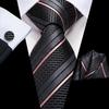 Hi-Tie Fashion Mens Wine-Red Paisley Necktie Hanky Cufflinks for Business Wedding