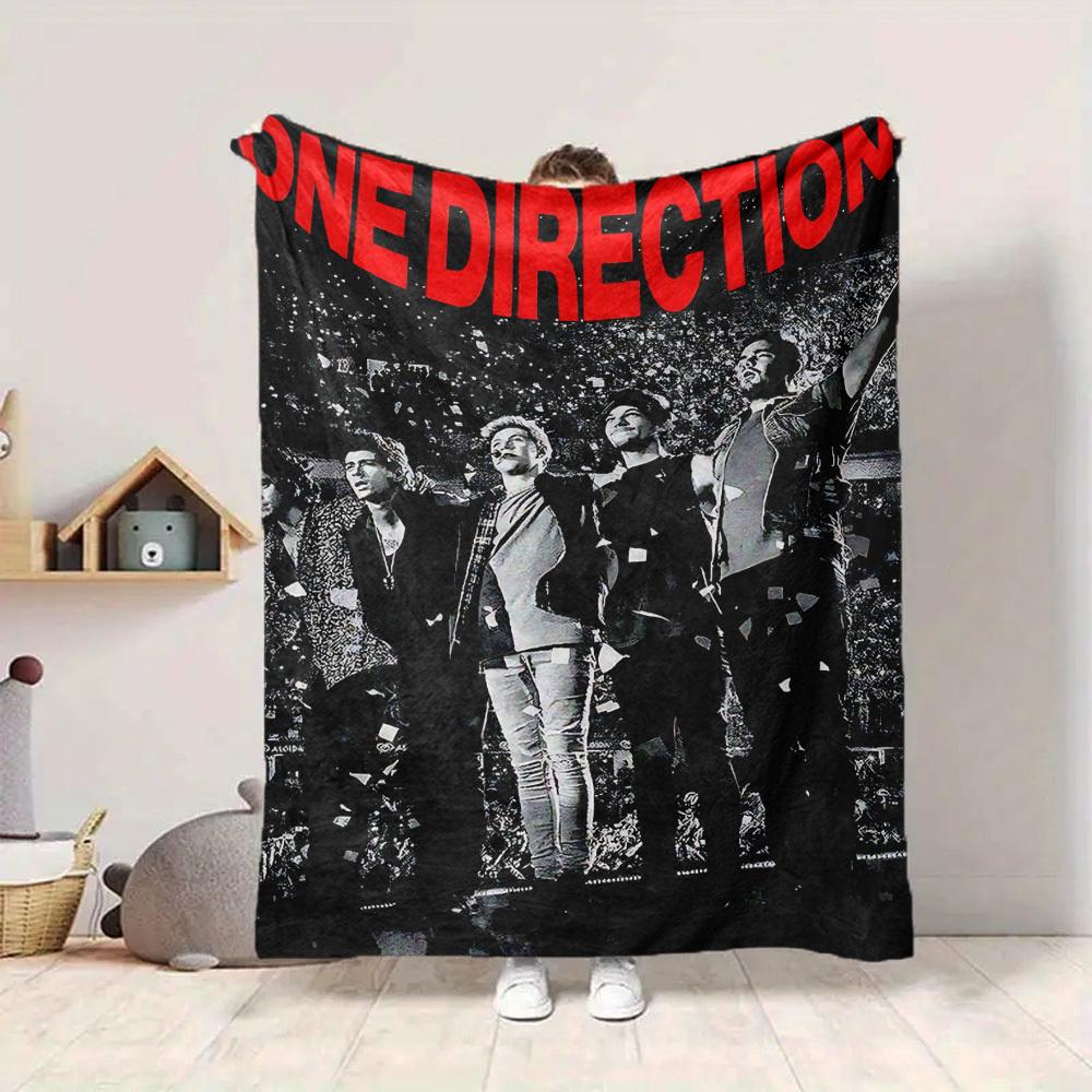 1pc ONE DIRECTION Flannel Blanket [Cozy Throw Blanket] For Sofa, Bed, Travel, Camping, Livingroom, Office, Couch, Chair, And Bed