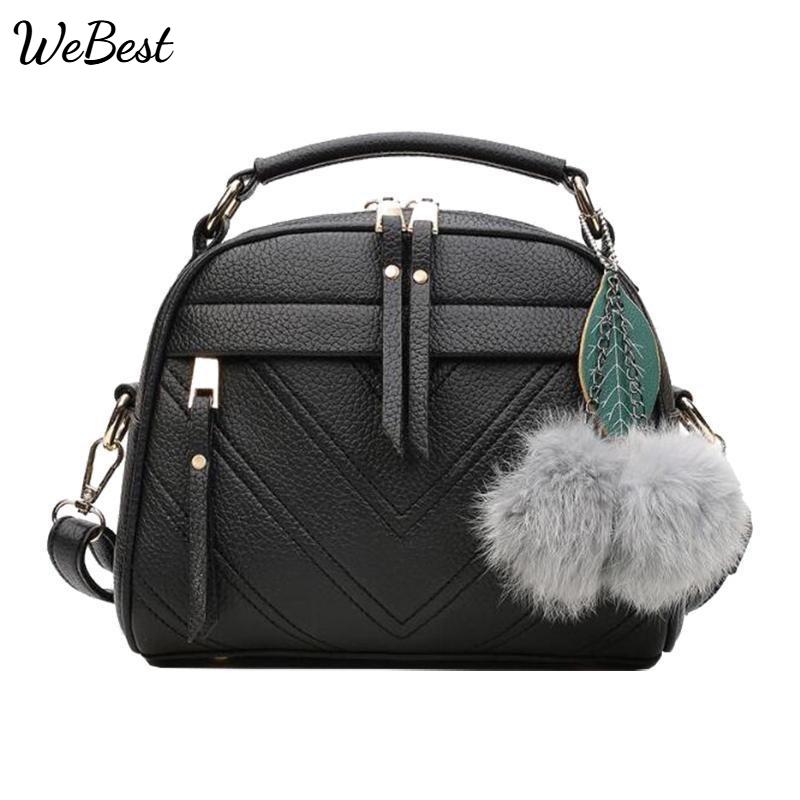 Кожаные сумки с верхней ручкой Женские сумки через плечо Hair Ball