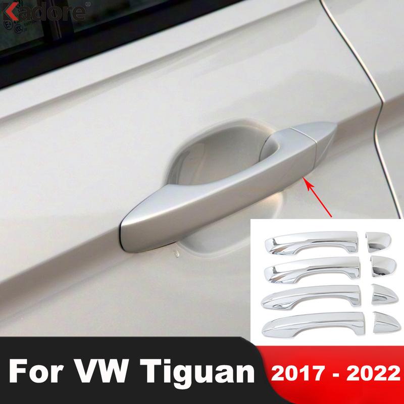 Door Handle Cover Trim For Volkswagen VW Tiguan 2017- Chrome Car Door Handle Catch Covers Overlay Accessories