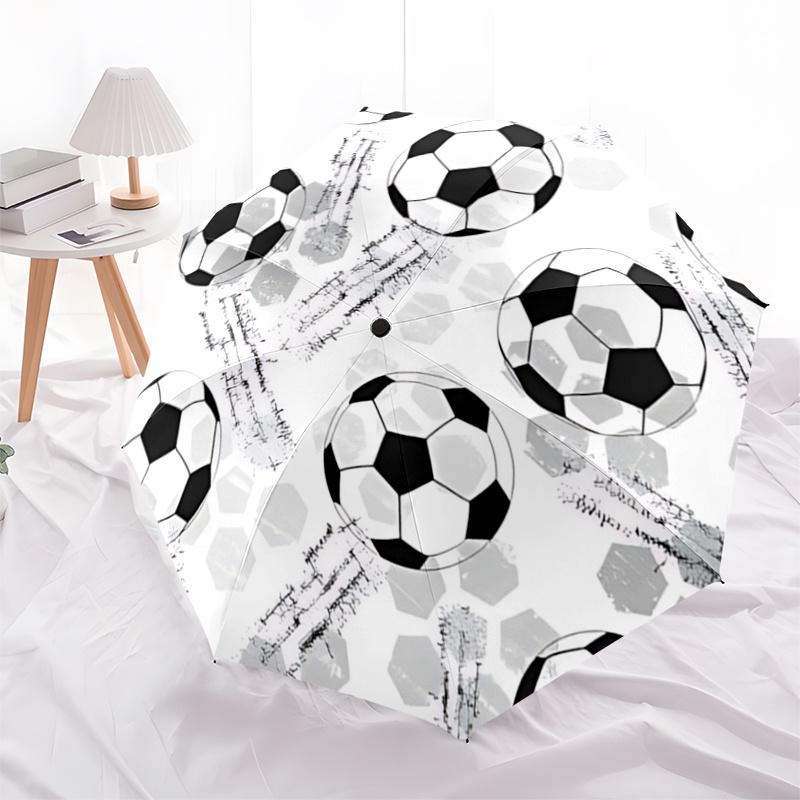 Soccer Ball Patterned Automatic Opening/Closing Umbrella with Foldable Design, Iron Frame, Outdoor Use, Ideal Gift for Fans, Travelers, Dail