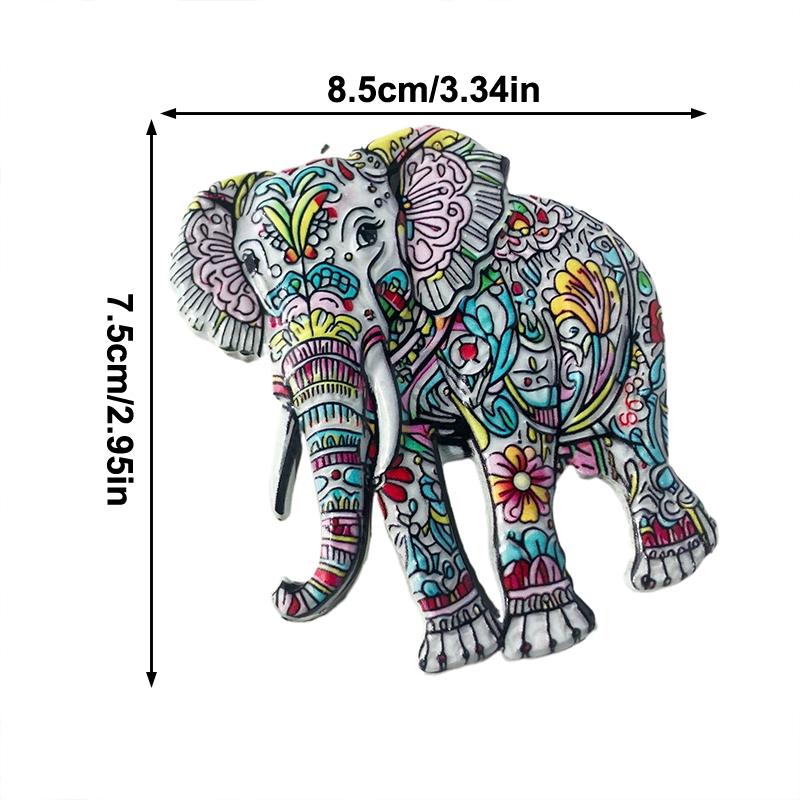 Милый слон Богемный узор Рельефный магнит из смолы Традиционный дизайн Стерео рельеф Для холодильника Сувенир из путешествия Магнитный