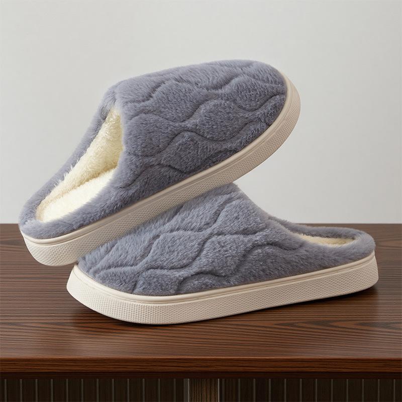 Cotton Slippers Women's Autumn and Winter Home Non-slip Warm Plush Cotton Shoes Men's Supermarket