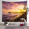 Закат Вечерний светящийся пейзаж Wall Art Гобелен Пляж Горы Пейзаж Гобелен Общежитие Эстетический декор Спальня Домашний декор