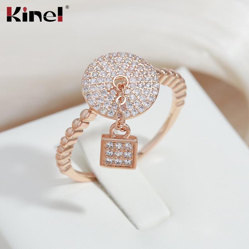 Kinel Роскошные циркониевые кольца с полным покрытием для женщин, кольцо уникального дизайна