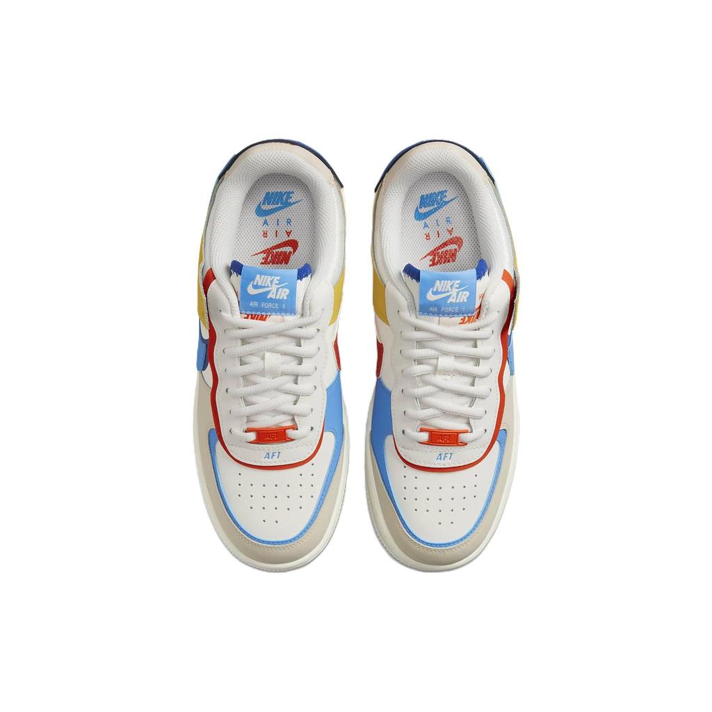 Nike Женские кроссовки Air Force 1 Shadow Sail Multi белые Game-Royal Rush-Orange CI0919-115