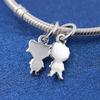 925 Silver New Couple Series Love Boy&Girl Dangle Charms Heart Beads Fit Bracelet for Women Diy Fine Jewelry Gift