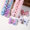 BABY BOWS Gradient Color Butterfly Bows Hair Clips for Women Girls Leather Hairpins Barrettes Headwear 10Pcs/set Gift Hairgripes