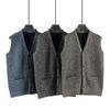 Men Sweater Vest V Neck Single-breasted Sleeveless Buttons with Pockets Elastic Thick Solid Color Knitted Top Sweater Coat