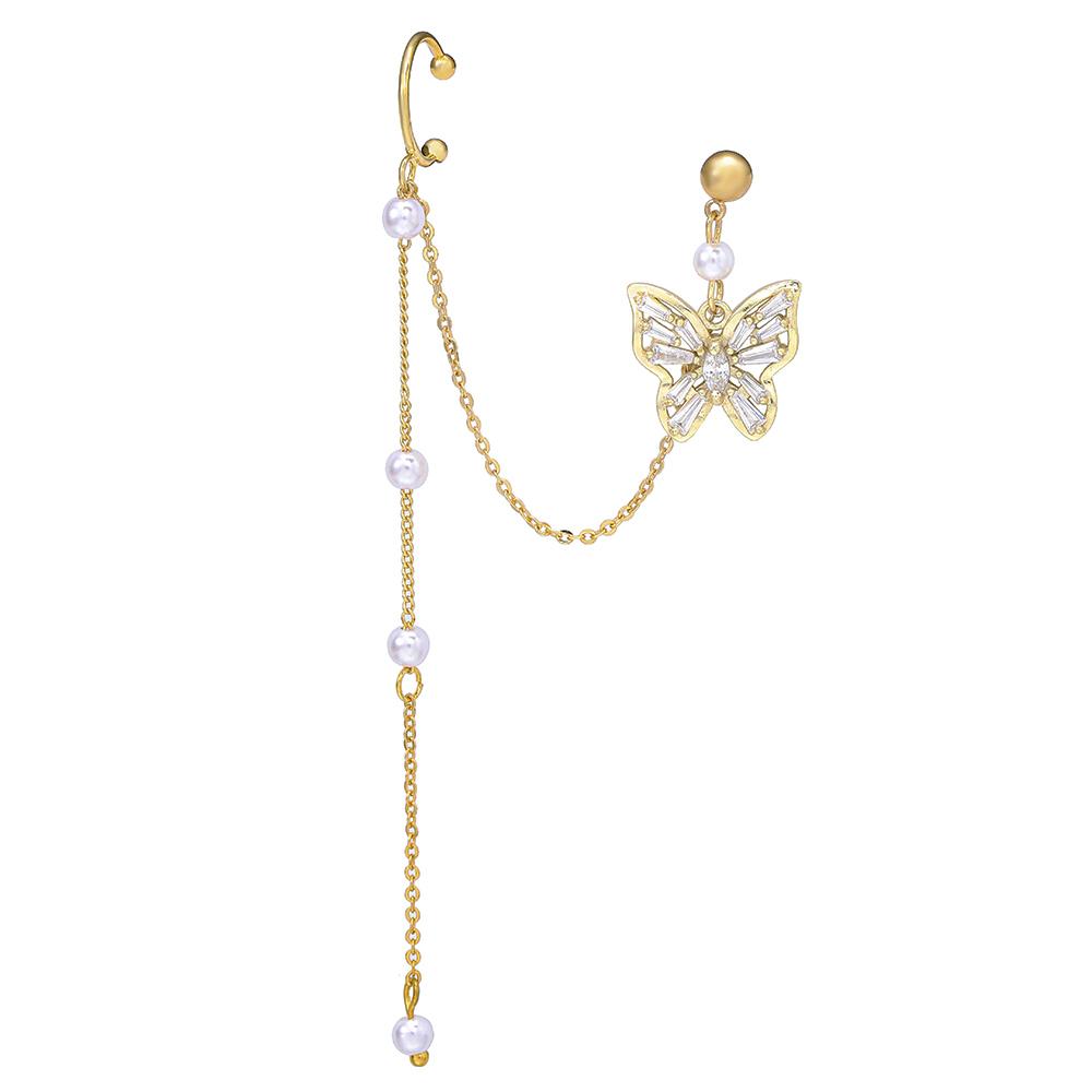 Elegant Chain Tassel Temperament Butterfly Ear Clip Girls Gold Color Vintage High Quality Earrings Jewelry Gift