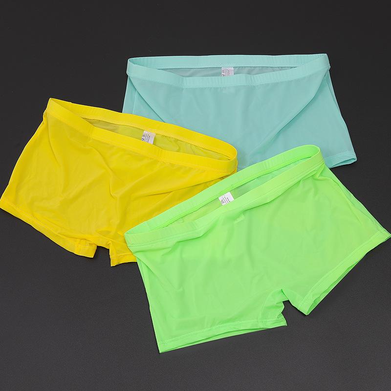 Мужское бесшовное нижнее белье Ice Silk Flat Corner, дышащее, модальное, Ice Silk, средняя талия, однотонные брюки Four Corner