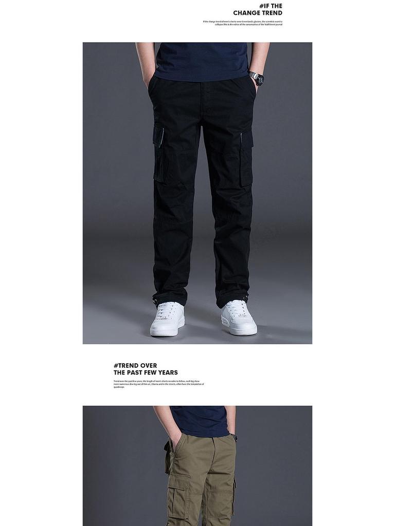 Men's Multi-Pocket Cargo Pants for Summer, Spring, and Autumn - Loose, Straight-Leg Casual Trousers