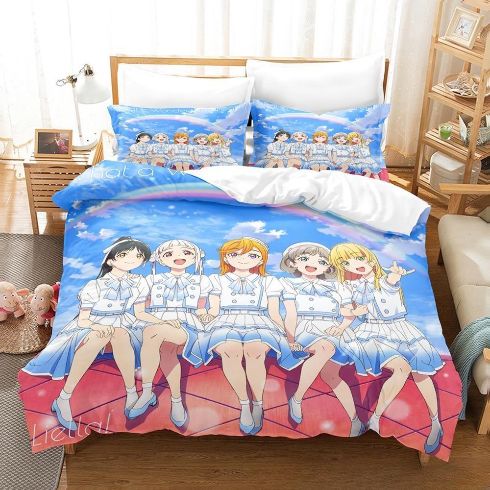 3D Printed Anime Kawaii Girs Love Live! Bedding Set Single Twin Full Queen King Size Bed Set Adult Kid Bedroom Duvetcover Sets