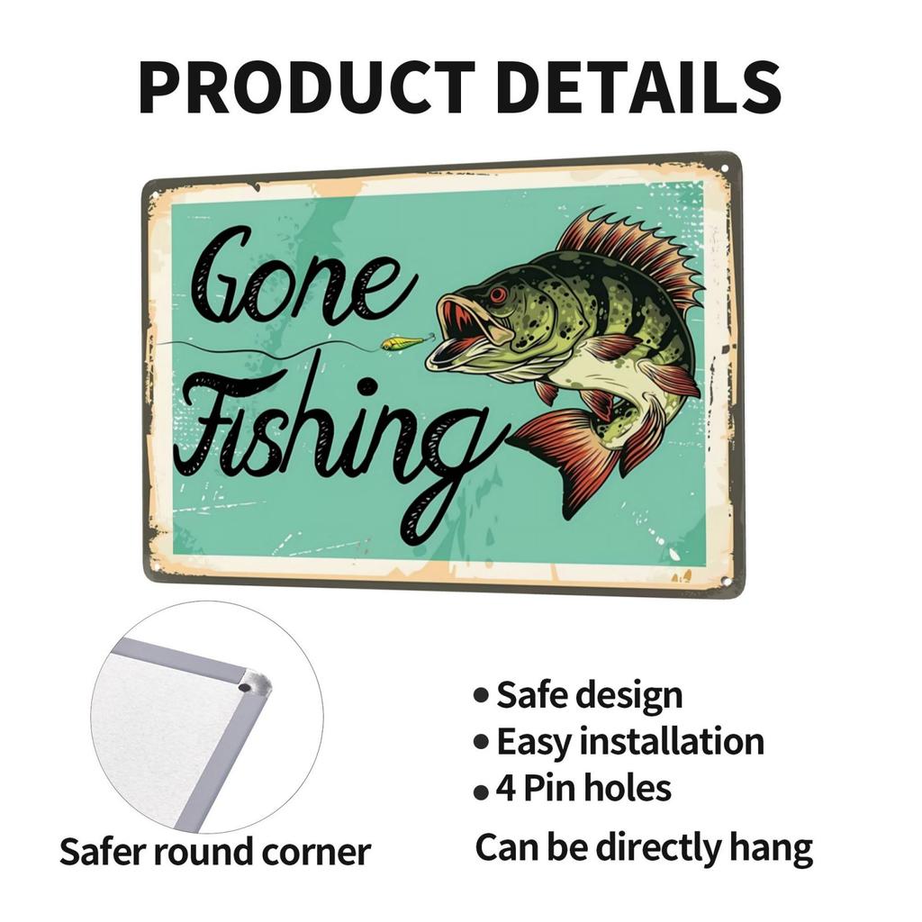 Винтажные металлические знаки для рыбалки, домик для рыбы, знак «дом у озера», подарки для рыбака, настенное искусство для рыбалки, забавный декор для дома 8x12 дюймов