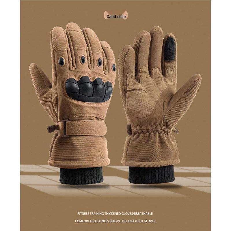 Men's Fleece-Lined Touchscreen Tactical Gloves: Winter Windproof Non-Slip Gloves for Outdoor Sports, Cycling, and Motorcycling.