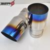 1Pc Universal Brunt Blue Stainless Steel Slashed Cut Flange Exhaust Pipe Curly Muffler Tip for E90 Car Modification