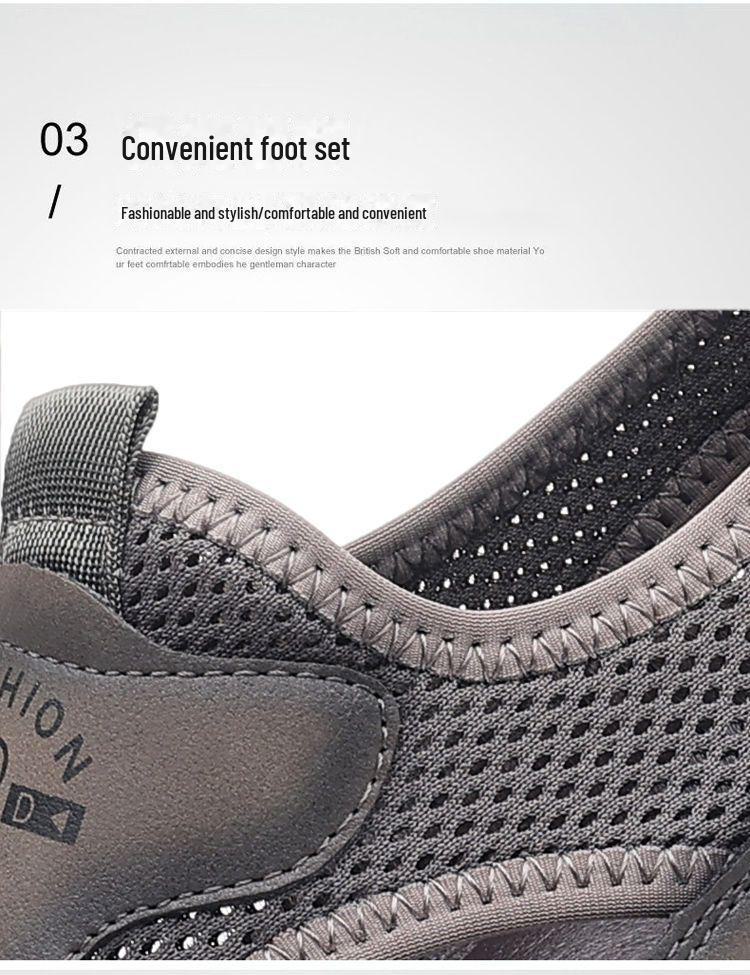 Мужские летние сандалии из натуральной кожи 2024 года с дышащей отделкой: Обувь Mesh для вождения, отдыха на природе, вброд и на пляже